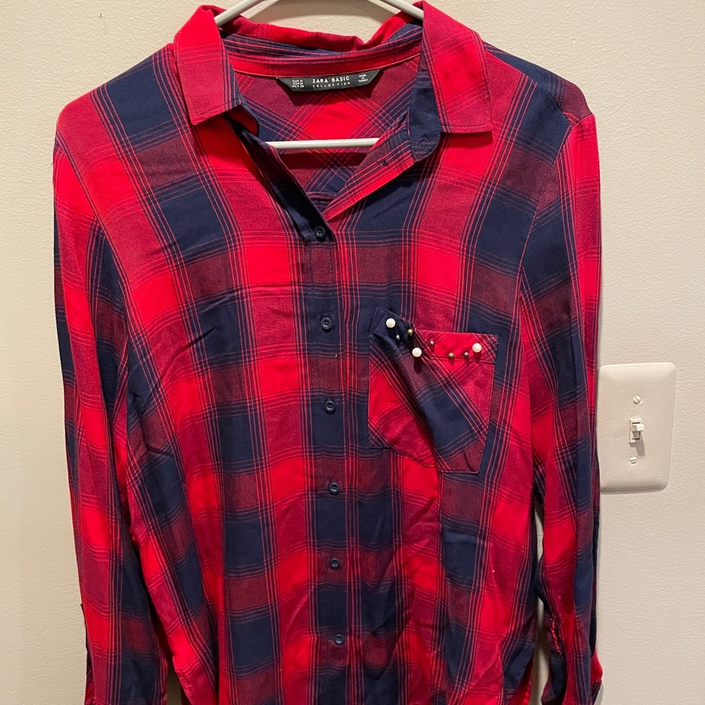 Embellished Zara flannel shirt